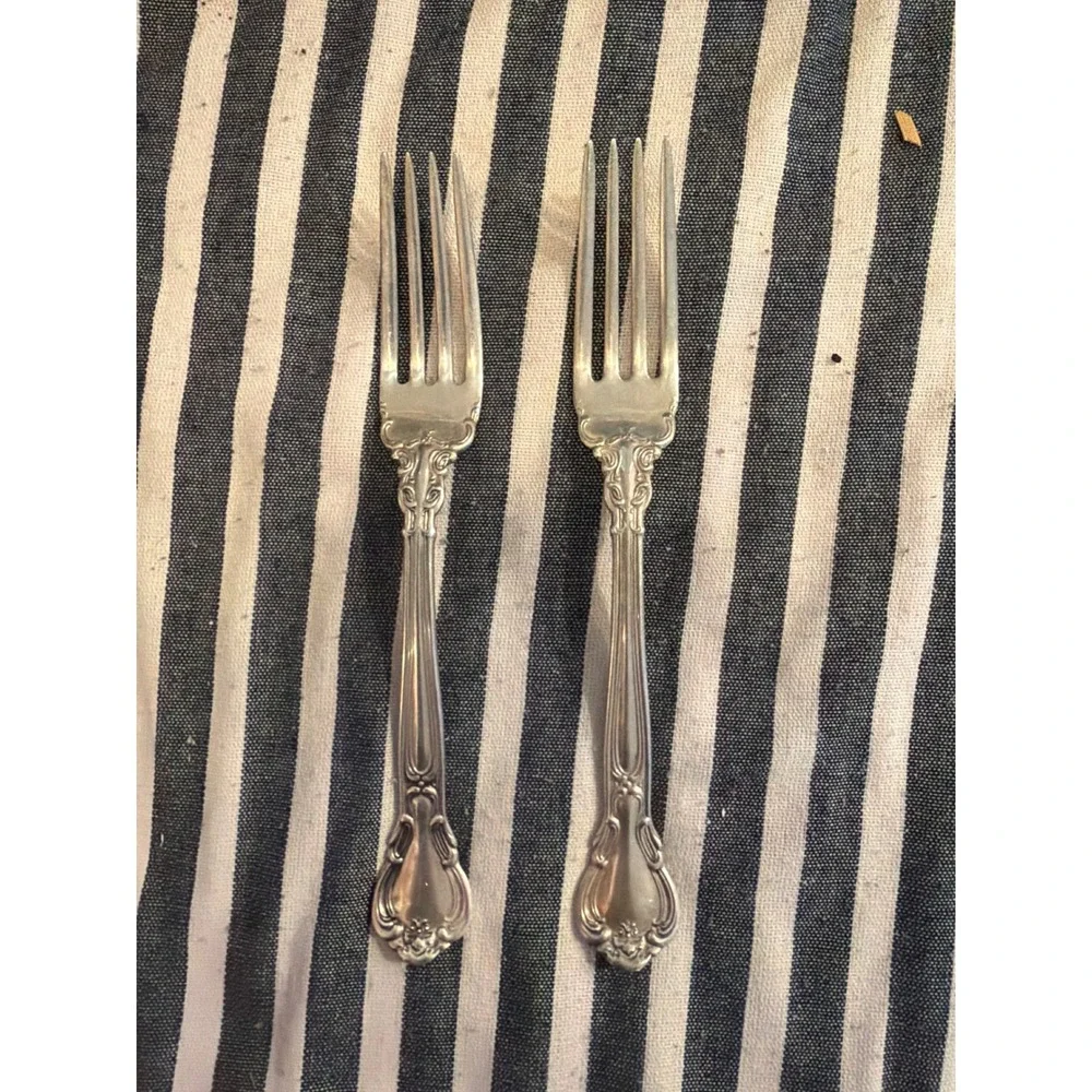 Gorham Sterling Silver Chantilly Dinner Forks Set of 2 Vintage Flatware 7 inch